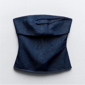 New Zara Strapless Denim Jean Top